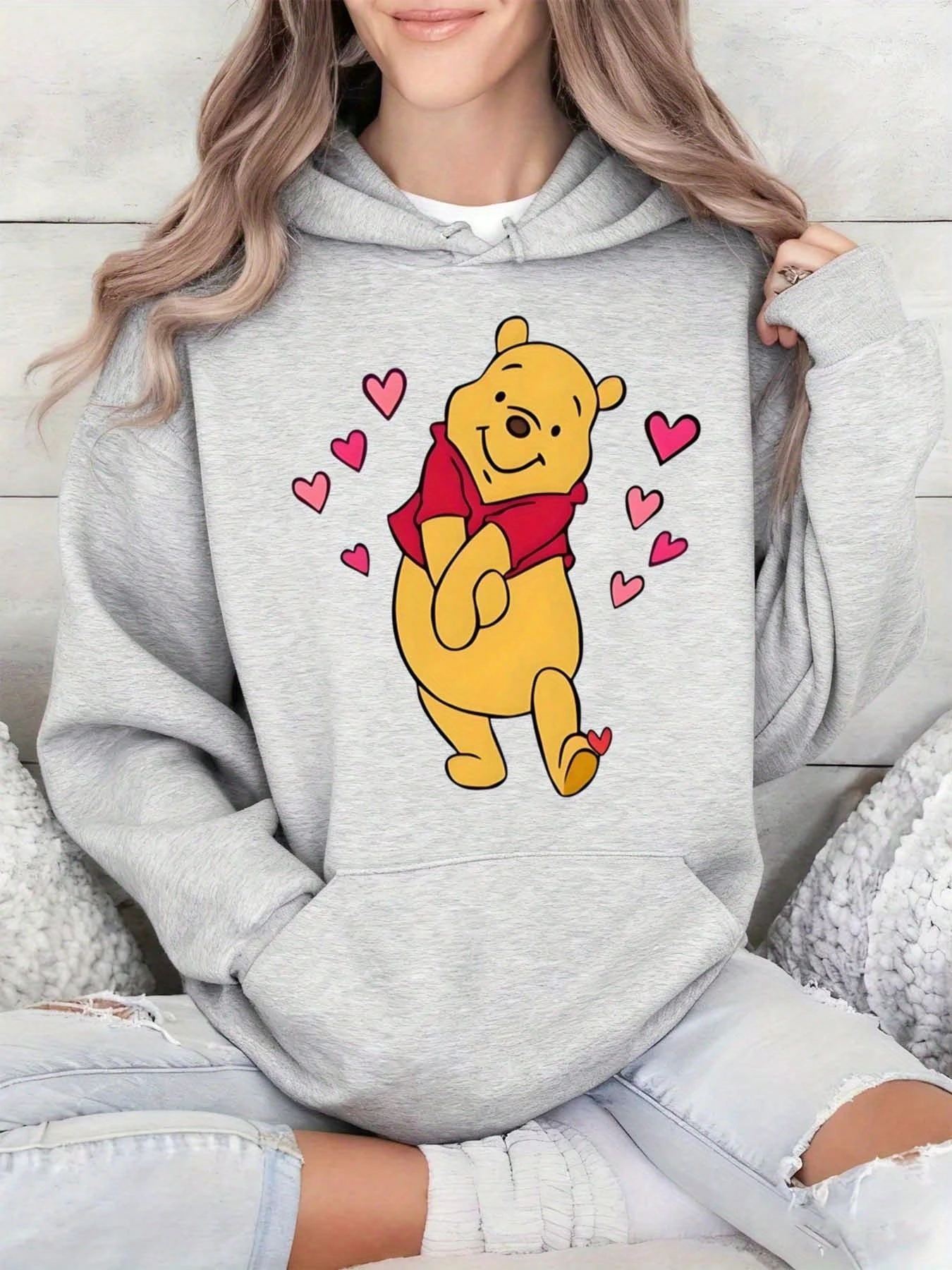 

Женская толстовка с капюшоном Disney Winnie The Pooh — унисекс, осенне-зимняя флисовая толстовка с капюшоном для повседневного использования на открытом воздухе, для любого случая