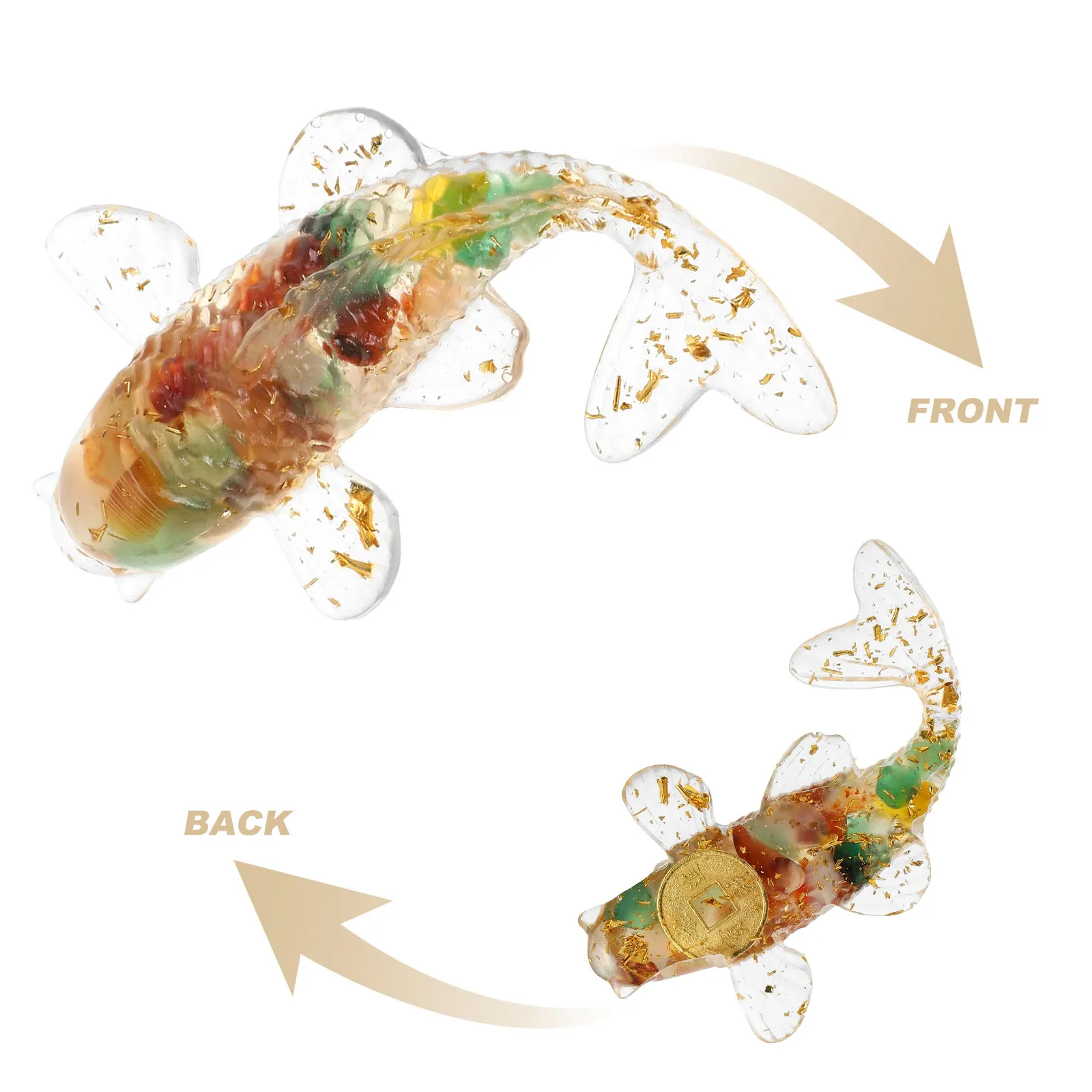 2Pcs Crystal Koi Fish Sculptures Elegant Lucky Fish Decor Hand Polished Light Refracting Desktop Shelf Ornament Feng Shui Home