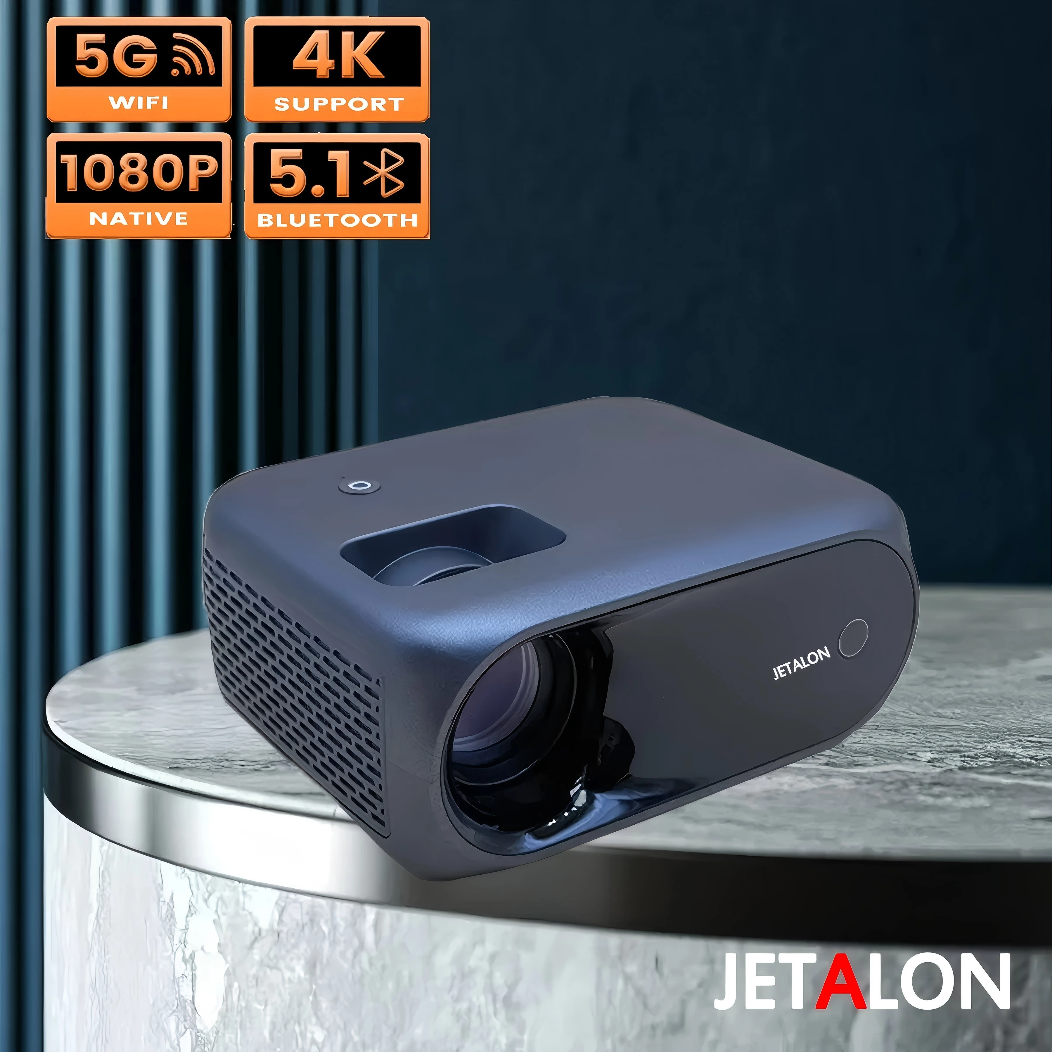 

​Portable Projector 4K Display resolution1920x1080P with WIFI Bluetooth 1080P Home Movie Theater Outdoor Mini Projector