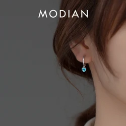 Modian 925 Sterling Silver Romantic Hearts MoonStone Sparkling Hoop Earrings For Women Wedding Engagement Fine Jewelry Gifts