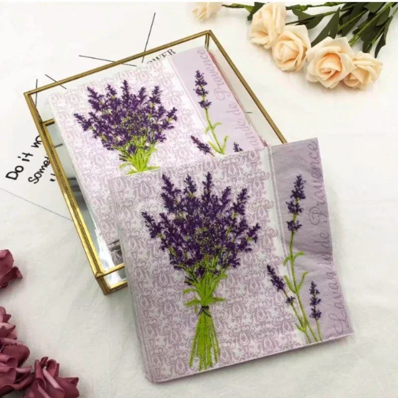 Servilletas de colores con estampado de lavanda púrpura para Hotel, cafetería, fiesta de boda, lápiz labial, personalizables y al por mayor, Grado