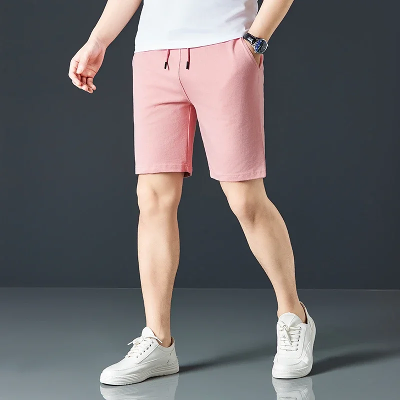 Men\'s Casual and Fashionable Pure Cotton Shorts with Drawstring and Comfortable Pants