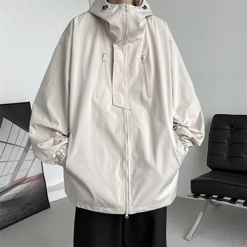 Blouson aviateur à capuche pour homme, coupe-vent avec fermeture éclair, printemps, automne, cargo, décontracté, sport, 2024