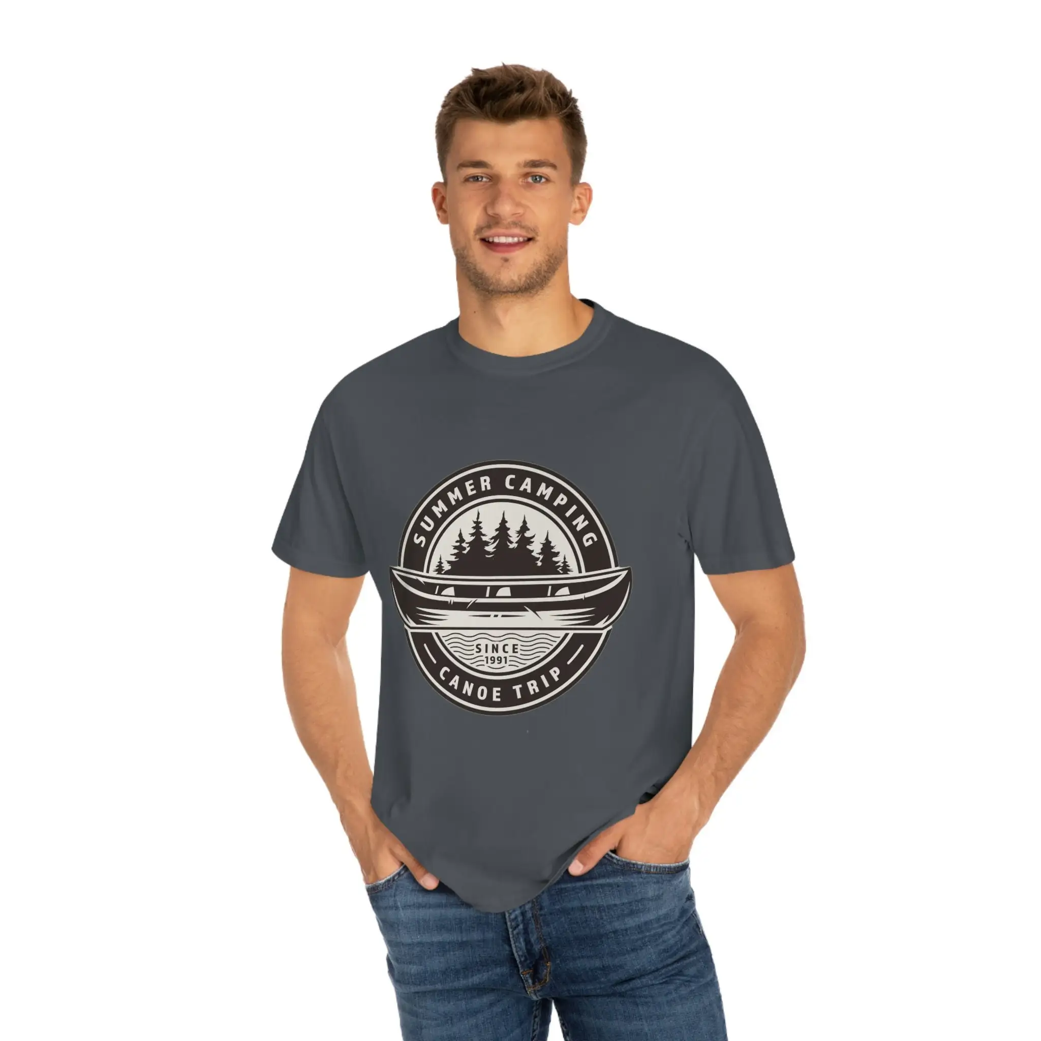 

Summer Camping T Shirt Mens Clothes Comfort Colors Designs Vintage Men Canoe Trip Travel s For Dad