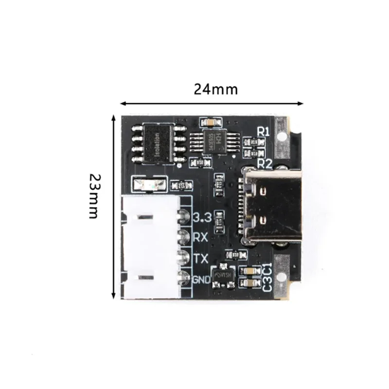 USB para TTL Serial Port UART Board Module, UART isolado, 3.3V, TYPE-C Cabo de download, Escova de atualização