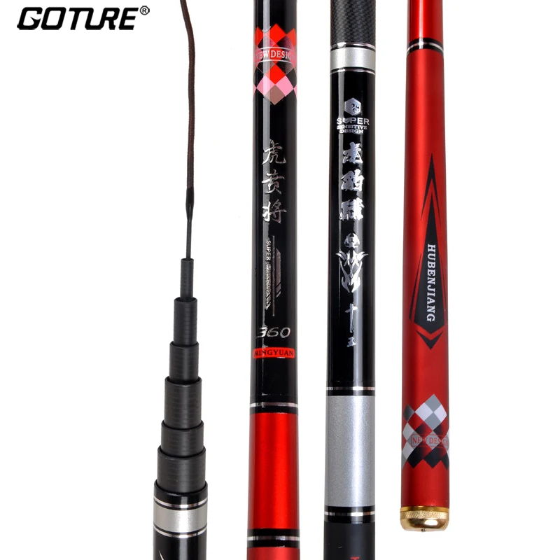 

Goture 1/9 Power Telescopic Fishing Rod Carbon Fiber 3.6m3.9m 4.5m 5.4m 6.3m Superhard Hand Pole Tenkara Carp Stream Fishing Rod