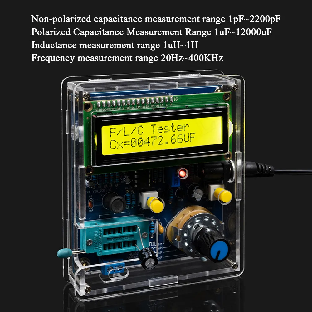 Tester indukcyjności pojemnościowej elektroniczny zestaw zrób to sam wyświetlacz pomiaru częstotliwości PCB DIY lutowanie projekt praktyka lutowania