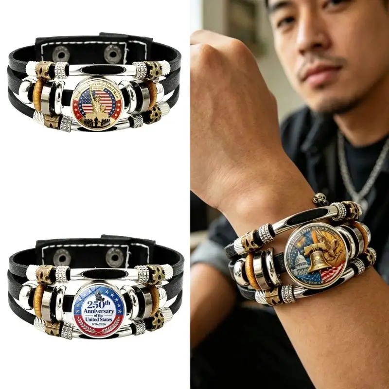 Unique Handcrafted Leather Band Glass Bead Detail Bracelet Bangle For Gifting 