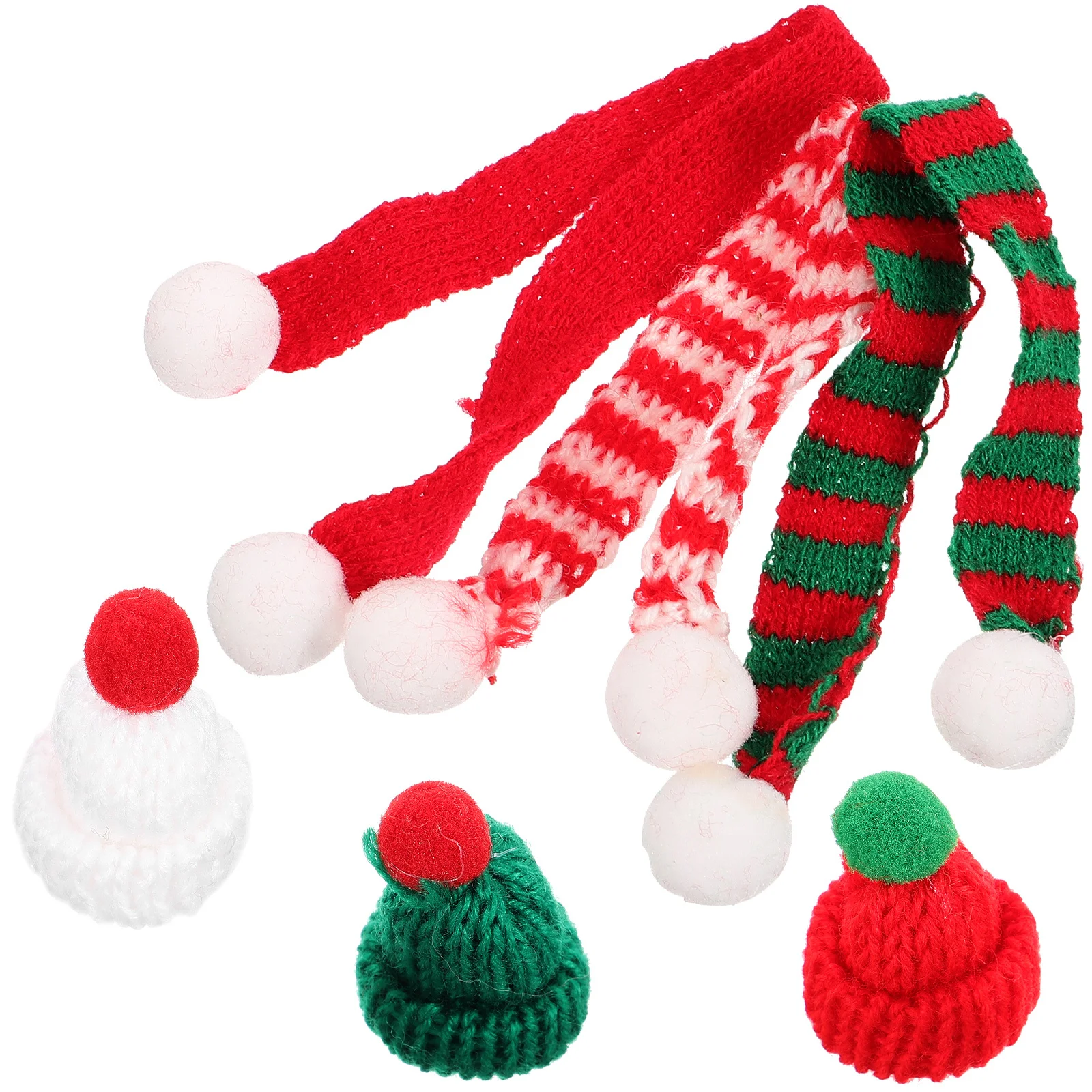 

6Pcs Christmas Mini Wool Knit Hat Scarf Handmade DIY Phone Case Craft Supplies Creative Xmas Ornaments Mini Hat Scarf