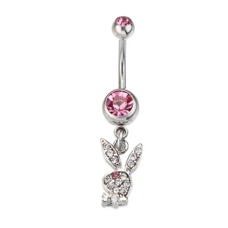 New 1Pcs Trendy Cartoon Stainless Steel Belly Button Ring Belly Piercing Lovely Crystal Cats Navel Rings Body Piercing Jewelry