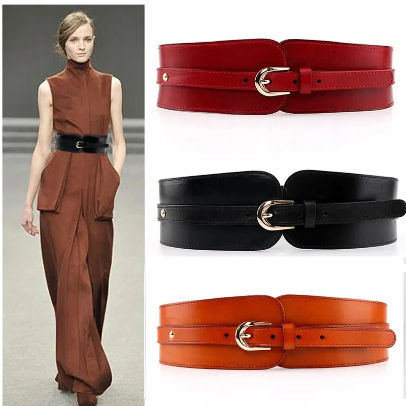 

New Women's Fashion Belts Waistband Female Vintage Genuine Leather Buckles100% Cowskin Wide Belt Brand Designer Waistbands