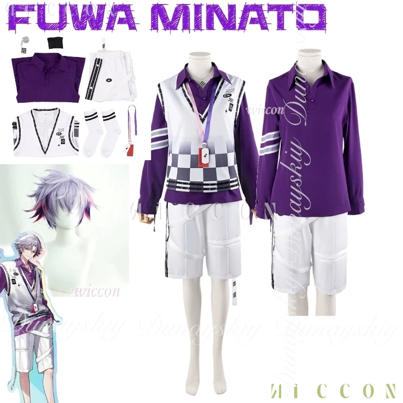 

Halloween NIJISANJI Virtual Idol Fuwa Minato Cosplay Anime Sports Men's Women's Sets Vtuber ROF-MAO Cosplay Costume Suit