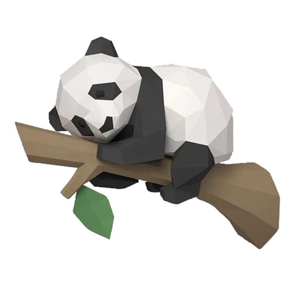 

3D Animal Paper Model Panda on the Tree Geometric Origami for Home Decor Wall Decoration Educational Kids Toys A