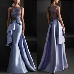 Prom Dresses Exquisite Jewel Mermaid Sweep/Brush Evening  Lace Satin Formal Occasion Gown  women elegant luxury