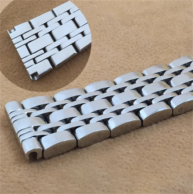 อุปกรณ์เสริมนาฬิกาสำหรับผู้ชายผู้หญิงสแตนเลสสตีลความแม่นยำสูงแถบเหล็ก20มม. สร้อยข้อมือหัวเข็มขัดผีเสื้อโลหะ