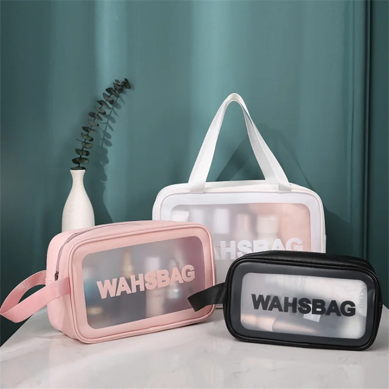 2022 Waterproof PVC Cosmetic Bag Large Capacity Travel Makeup Bags Translucent Toiletries Storage Pouch Women Make-up Wash Bag