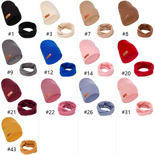 2Pcs/Lot Faux Cashmere Baby Turban Hats Scarf Set Newborn Kids Leather Stick Winter Double Layers Caps Bonnets Fashion Headwraps - Image 6