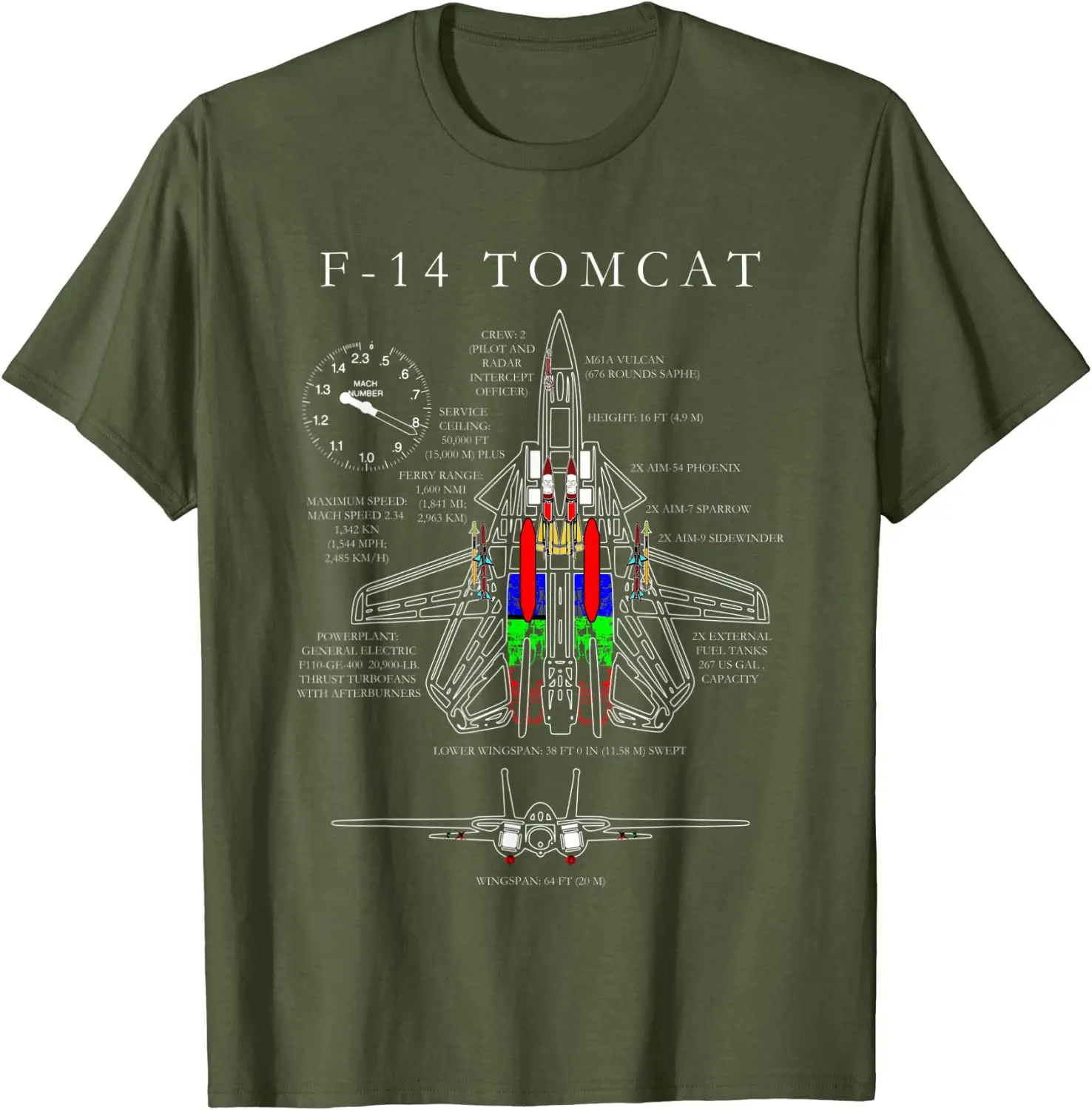 F-14 Fighter Tomcat Specs Men T-Shirt Short Sleeve Casual 100% Cotton O-Neck Summer TShirt Size S-3XL