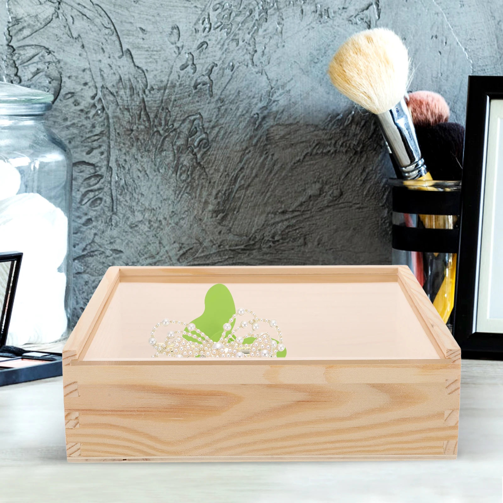 

Acrylic Storage Box Wooden Jewelry Organizer With Clear Lid For Earrings Necklaces Bracelets Trinkets Small Sundries Gift
