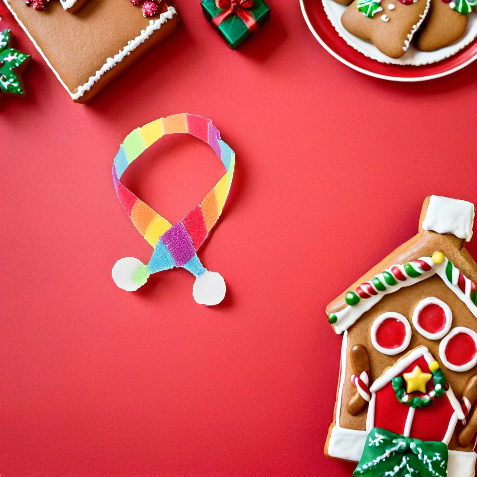 

20 PCS Scarf Christmas Decor Mini Santa Pet Scarves for Snowman Crafts Knitted Small Animal Costume