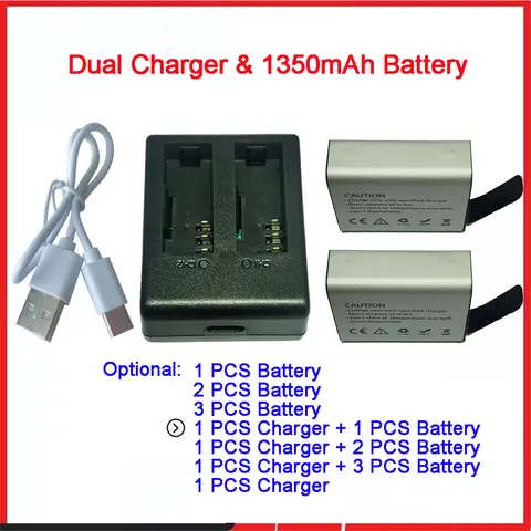 방수 스포츠 카메라 액션 카메라 배터리 수명 1-3시간용 1050/1350 MAH 대용량 리튬 배터리
