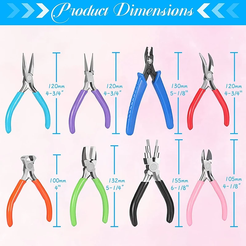 1-8 Pieces Jewelry Making Pliers Tool Kit, Needle Nose Pliers, Round Nose Pliers, Nylon Jaw Pliers For Jewelry DIY