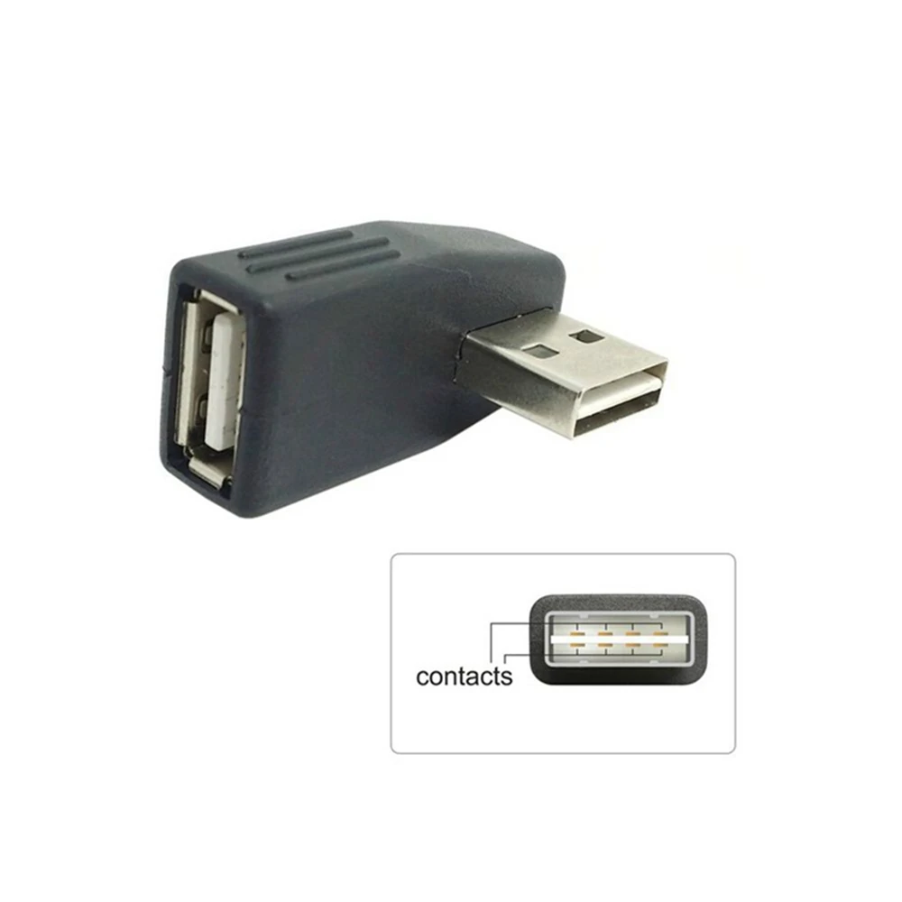 Conector adaptador macho hembra para ordenador portátil y PC, Conector de 90 grados, izquierda/derecha/abajo/arriba, USB 2,0 A, durabilidad y rendimiento estable