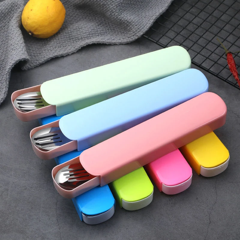 Cutlery Straw Plastic Storage Box Chopsticks Fork Spoon Wheat Pull Box Outdoor Travel Portable Tableware Empty Box