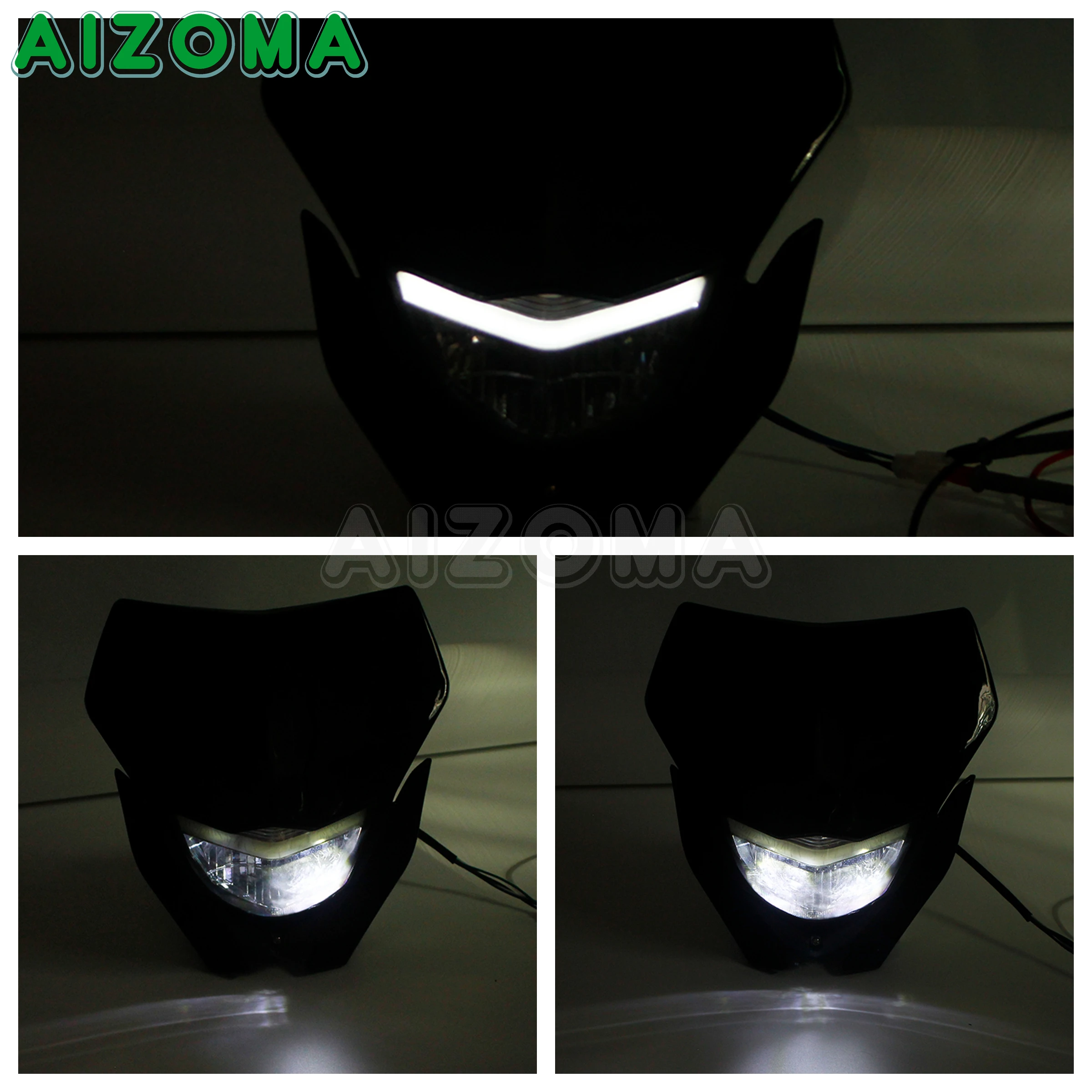 Motorcycle Headlight Head Lamp Enduro Headlamp Mask For Yamaha Honda WR450 YZ250 TTR YZF Dirt Bike Motocross Front Light Fairing