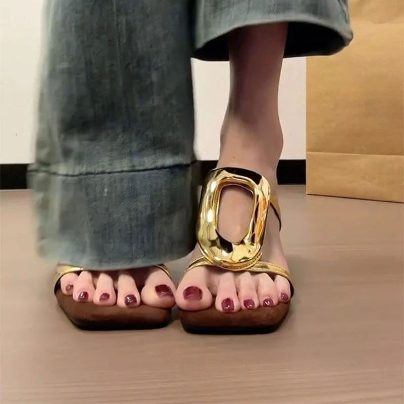 

Женские тапочки на высоком каблуке с квадратным носком, новые сандалии, трендовые летние туфли на массивном каблуке 2024, дизайнерские шлепанцы, вечерние туфли-лодочки, Zapatos