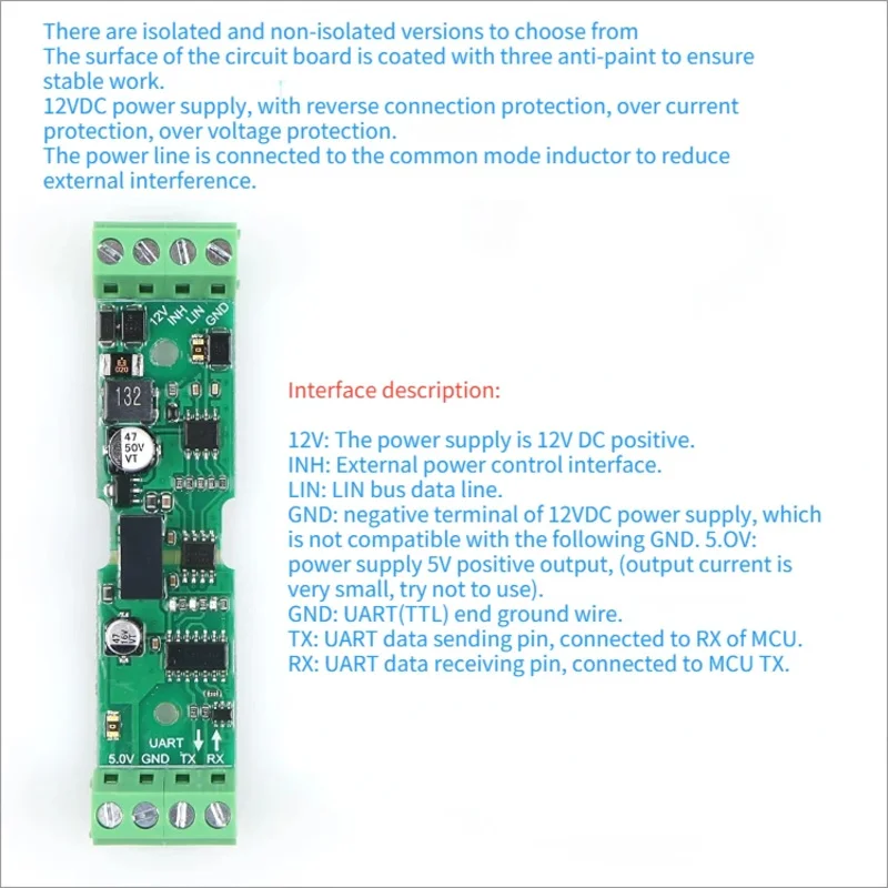 Industrial Grade LIN/KLINE to TTL/UART Half-duplex Two-way Communication Module/isolation/with Shell/T232