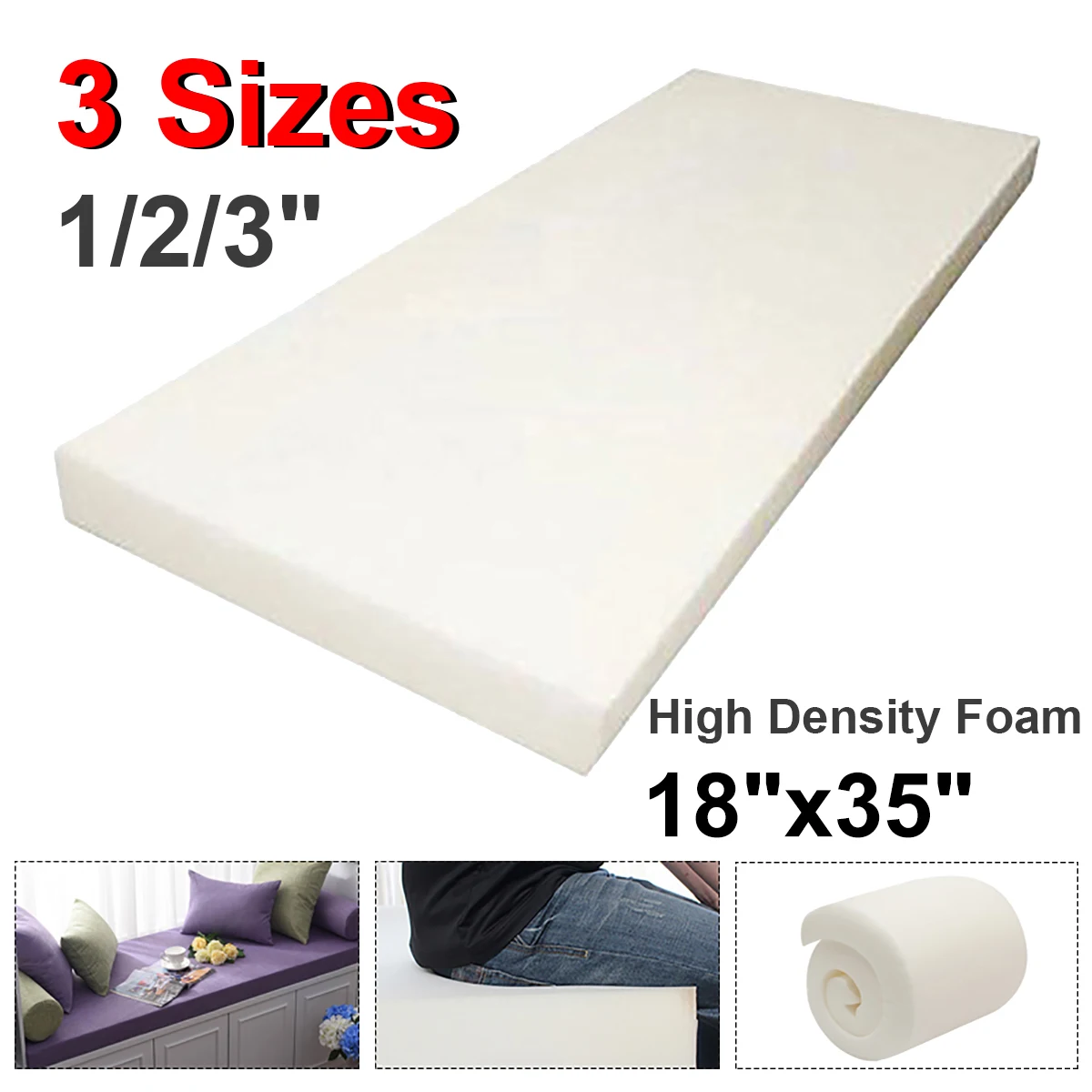 1PCS 45x90cm High Density Elastic Sponge Folding Sofa Special Sponge Cushion Pads