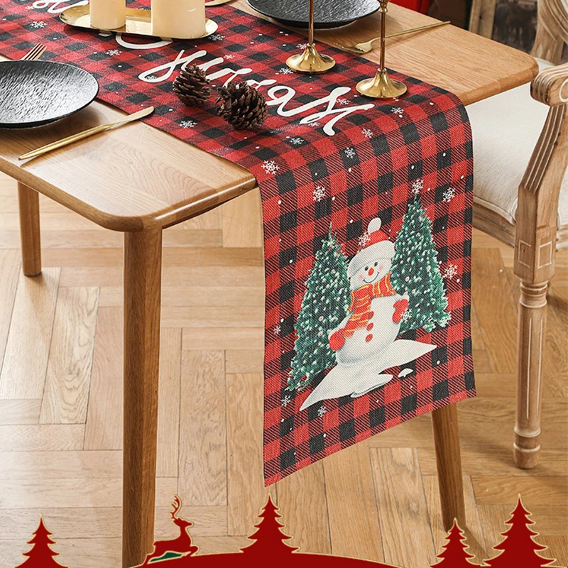

Newest 1pc Festive Christmas Table Runner-Santa Claus Rectangular Holiday Table Decor Ornament Navidad Natal New Year Gift 2025