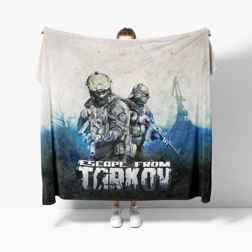 Escape from Tarkov Scav PMC Map Flannel Throw Blanket Decor Creative blankets Cozy Soft Lightweight for Couch Sofa