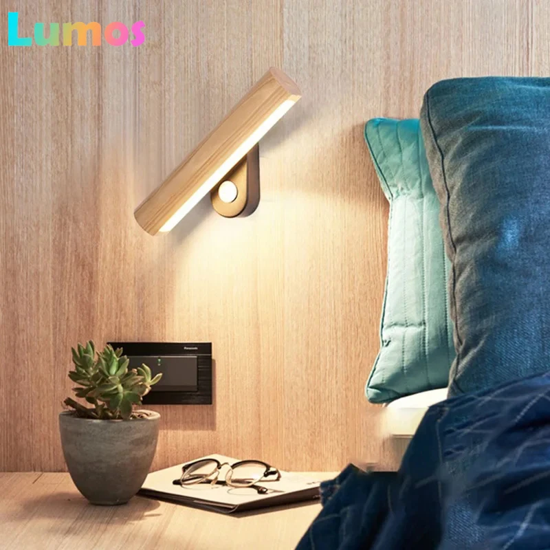 

PD Wood LED Lamp Modern Adjustable Light With Switch Indoor Lighting Home Decor Wall Sconces For Living Room Bedside