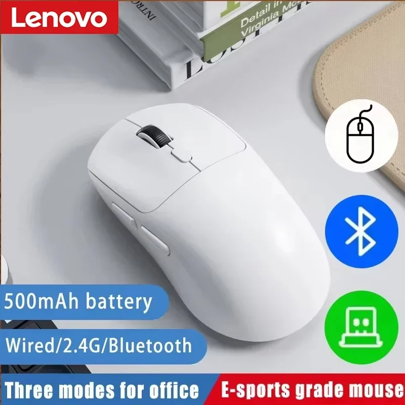 Lenovo – souris sans fil à trois modes, Bluetooth 2.4G, rechargeable, ergonomique, pour bureau, jeu, portable, pour iPad, PC, ordinateur portable