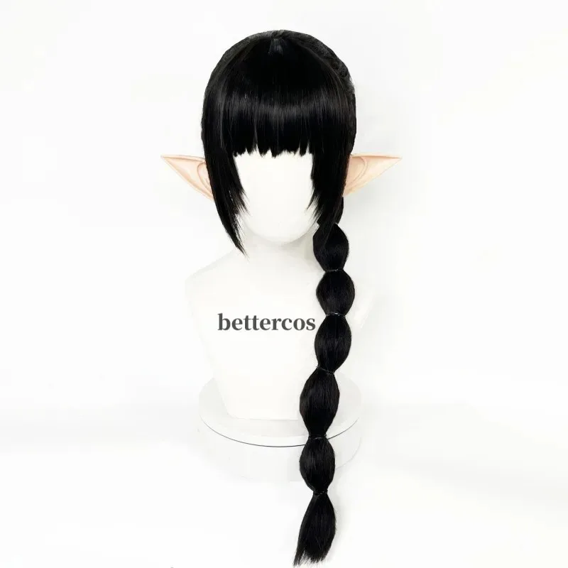 

ShadowHeart Косплей Длинные черные с ушками Термостойкие синтетические волосы Парики для Хэллоуина + Кепка для парика