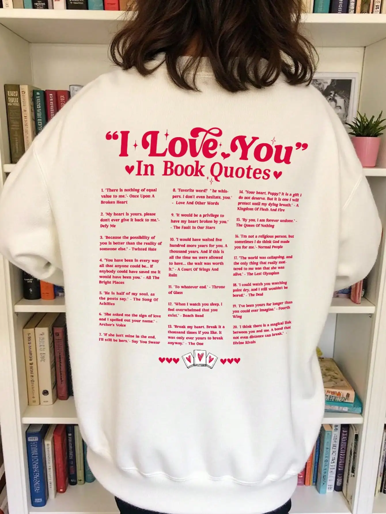

Women's Loose Drop Shoulder Sweatshirt with Book Love Quotes Print, Casual Fall Winter Pullover