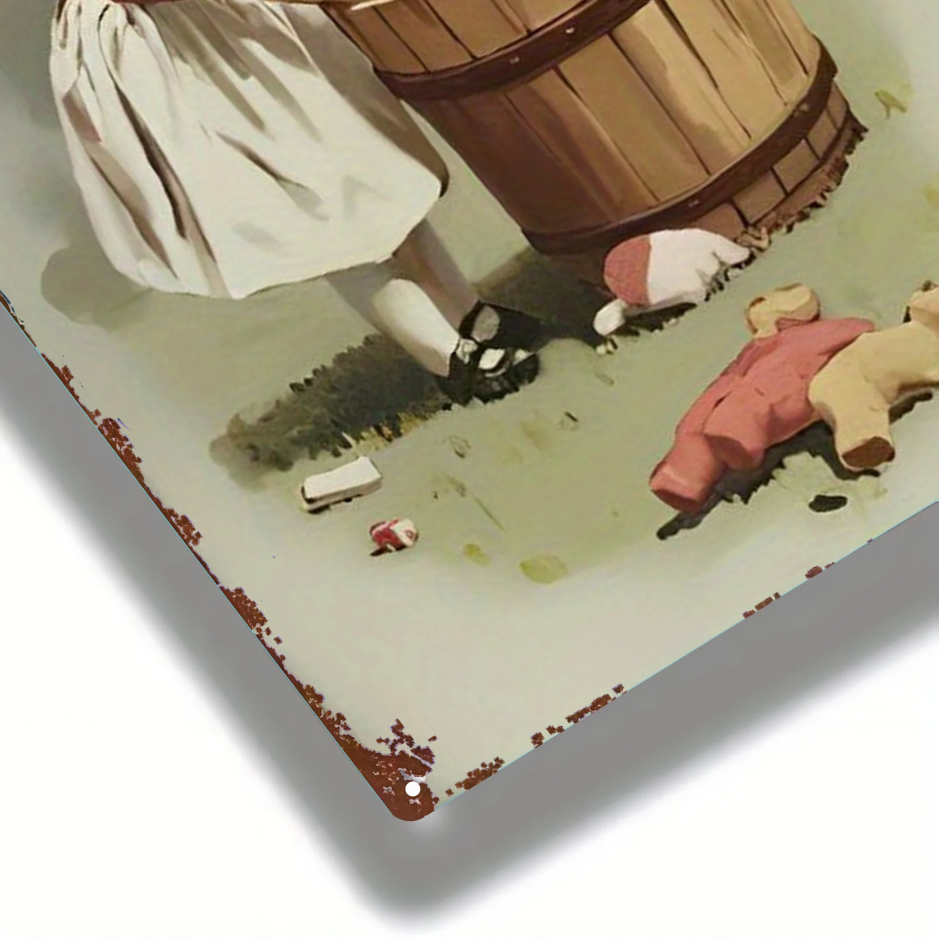 Vintage Iron Laundry Sign – Little Girl with Toy Bucket Classic Wall Art, 20.32x30.48cm Retro Decor for Bathroom, Farm & Porch view 5