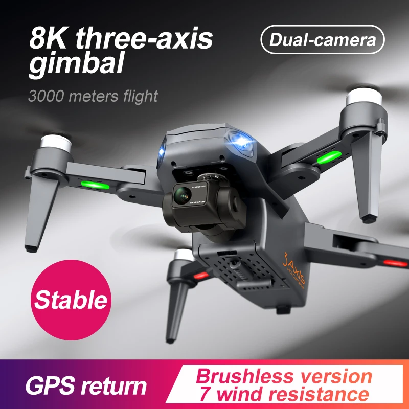 Drone Rg106 8k GPS 3 axes, cardan auto-stabilisant, moteur sans balais, quadrirotor 5G, retour GPS, professionnel, caméra HD