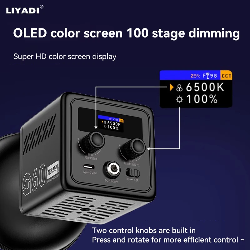MIAOTU G100 Full Color RGB100W Portable Handheld COB Video Light Mini Baorong Port 2700-6500k LED Video Light