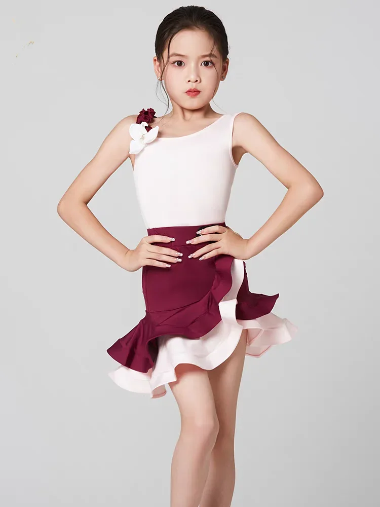 Cha Cha Rumba Tango Latin Dance Dress for Girls Tassel Samba Salsa Dancing Dress Kids Professional Competition Suit Costume
