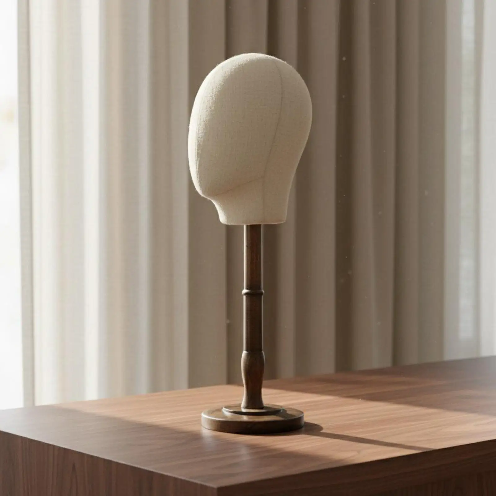 Hat Display Stand Solid Wood Mannequin Head Cap Holder for Tabletop Storage Fedora Woolen Hat Decor