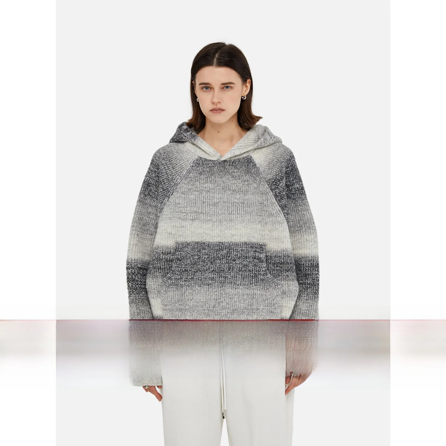 

Вязаный свободный свитер eGuYue: зимняя базовая одежда, повседневный модный женский топ из шерстяной смеси с длинными рукавами