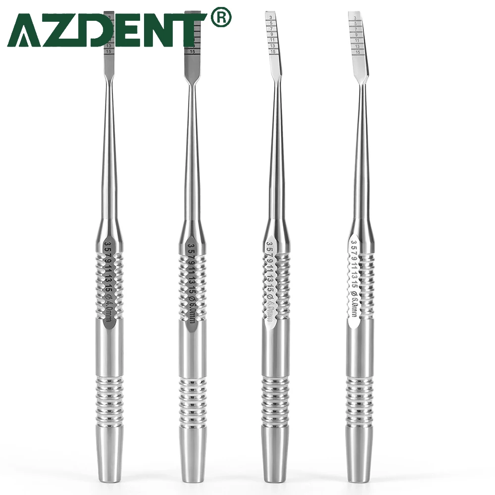 4Pcs/Set Dental Bone Knife Stainless Steel Azdent Dental Implant Instrument 16.5cm Length Autoclave Implanting Tools