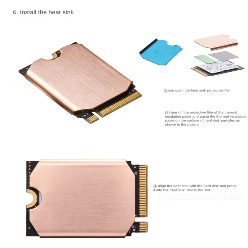 AU32-M.2 2230 SSD Radiator M2 NVMe Solid-State Hard Disk Copper Radiator do 2230 SSD Heat Sink Game Console Thermal Pad, B