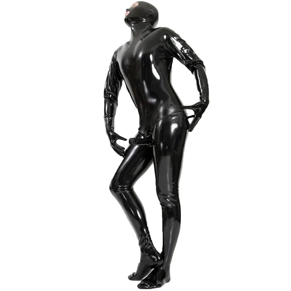

Men Male Latex PVC Catsuit Plus Size 3XL Sexy Wetlook Faux Leather Night Club Full Bodysuit Gay Fetish Erotic Leotard Jumpsuit