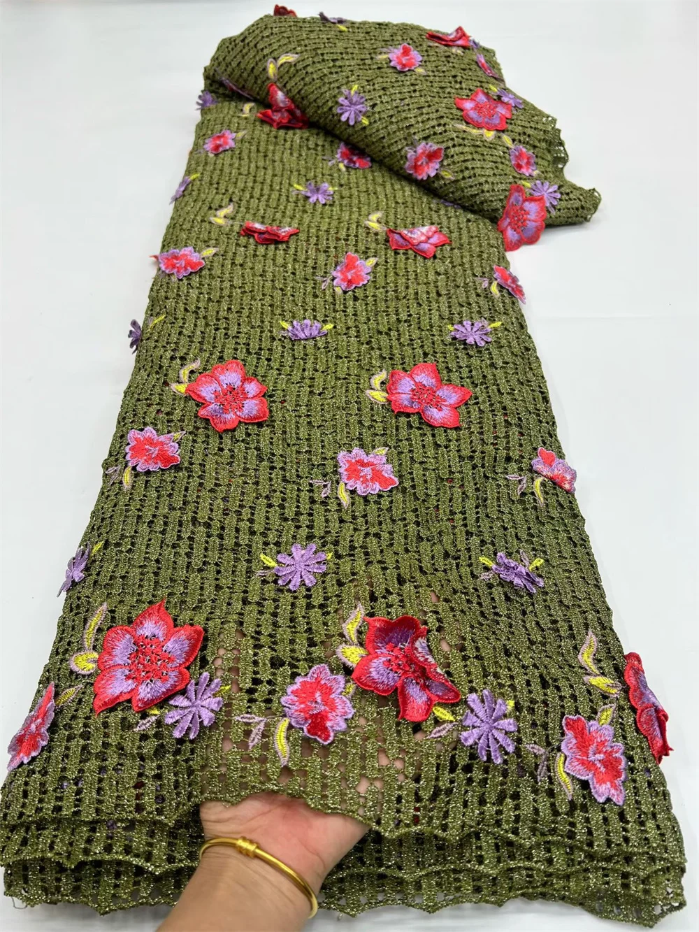 

Latest Nigerian 3D Embroidered Water Soluble Lace Fabric 2025 African Guipure Cord Lace Fabric For Sewing Women Dresses H167-1