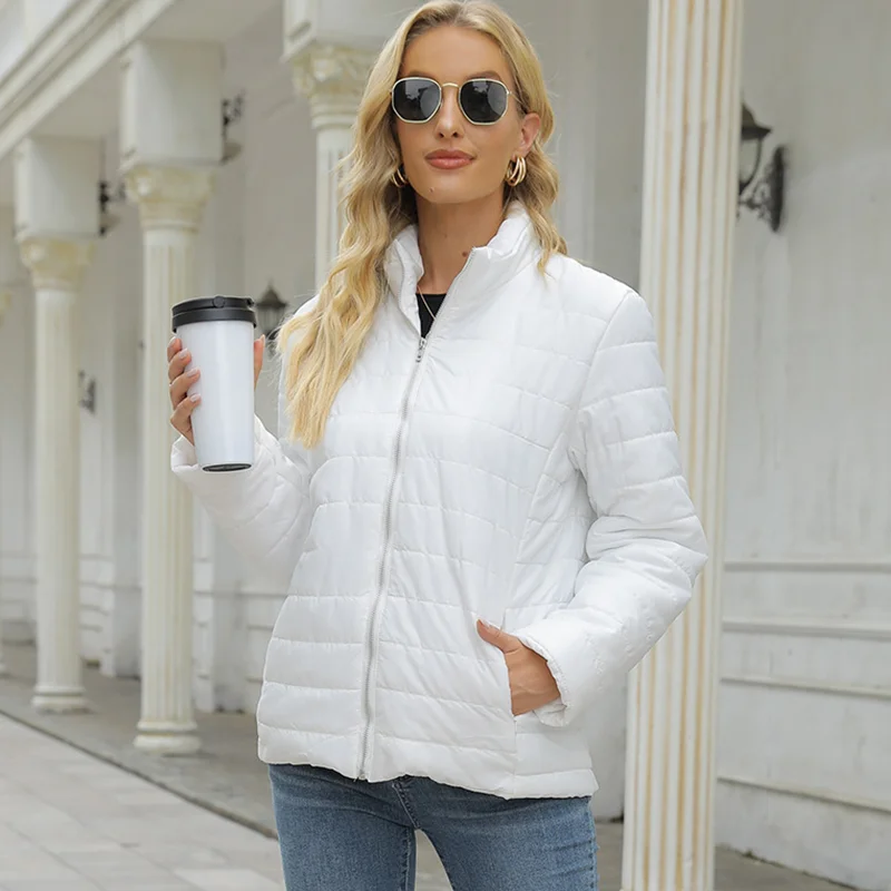 Women Elegant Long Sleeve Gradient Streetwear Thick Jackets New Fashion Winter Zipper Jacket Casual Slim Warm Padded Coats 2023