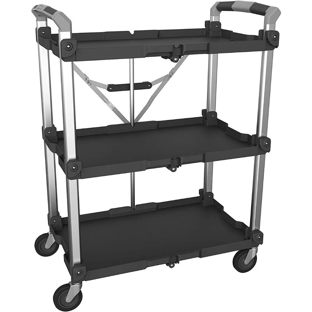 Pack N Roll Collapsible Service Cart, XL, 300LB Capacity, Black